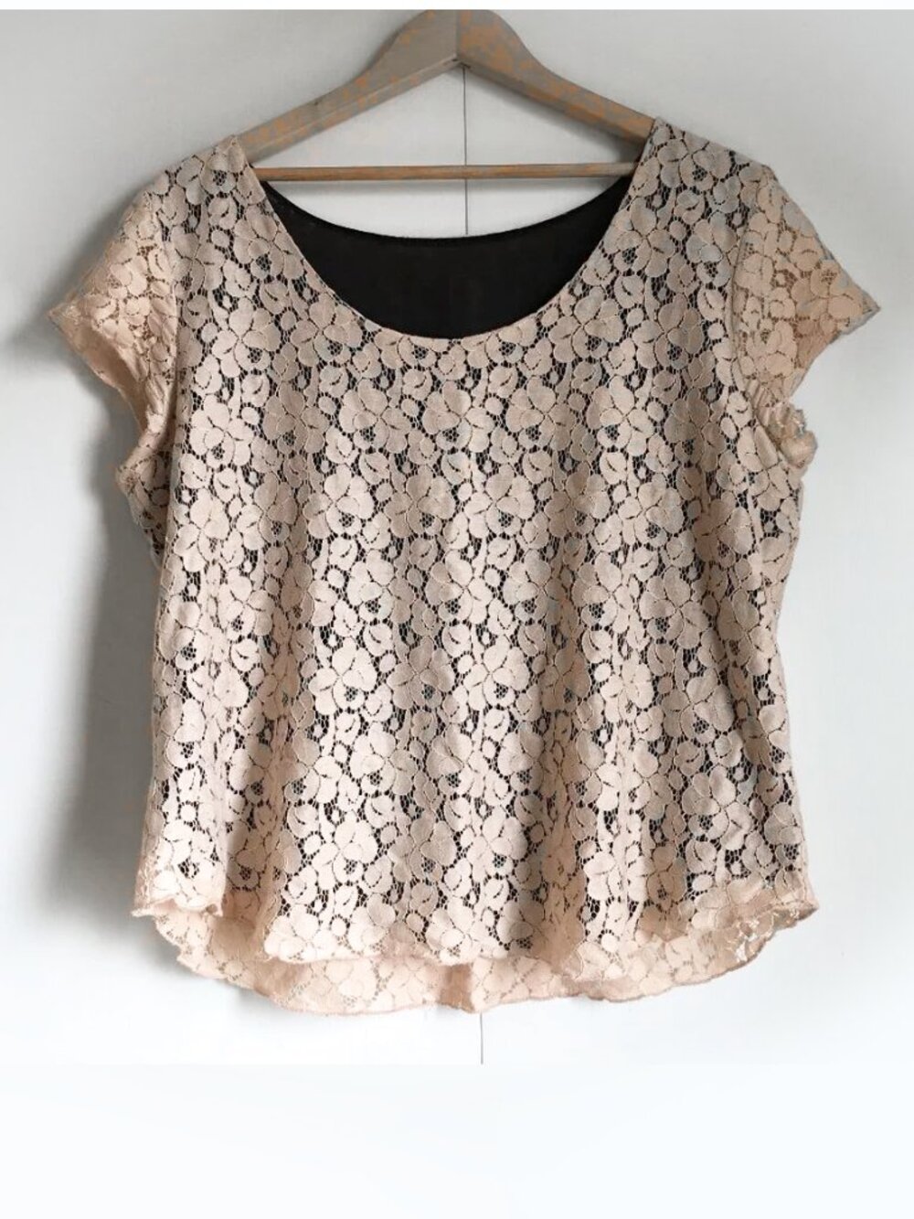 Dollette Blush Pink Floral Lace Short Sleeve Top Coquette Romantic